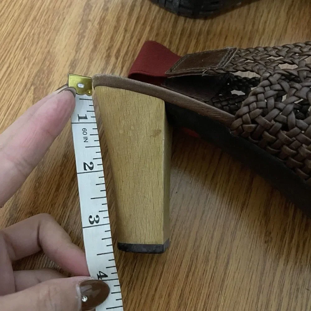 CAMPER Brown woven Peep toe slingback heels size 37 US 7
